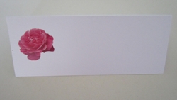 Bordkort/glaskort med rose. Højde 8 cm. Brede 10 cm.